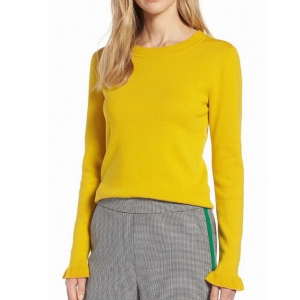 Halogen mustard yellow sweater xxs petite worn once